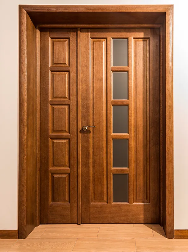 Pair of bespoke hardwood internal doors with glazed panels